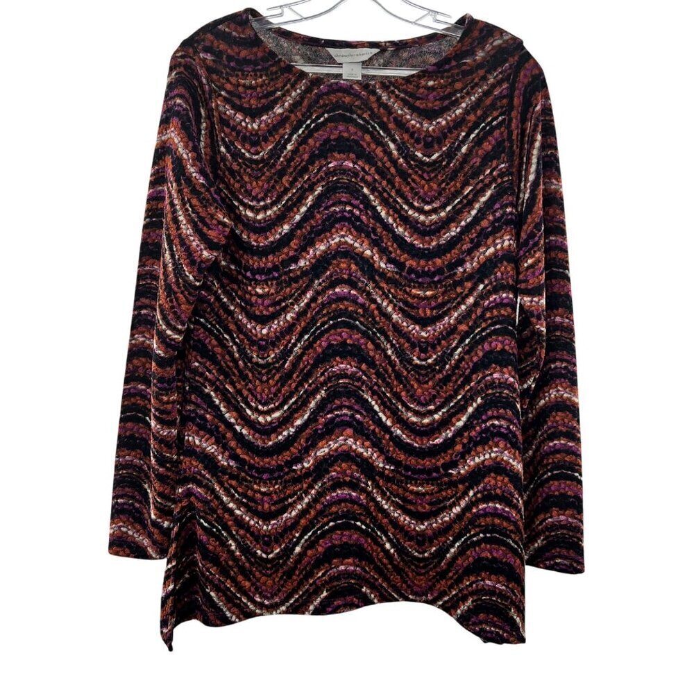 Christopher & Banks Top Women's Size Small Multicolor Print Long Sleeve
